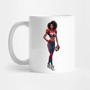 Female American Football Player Cartoon Mug